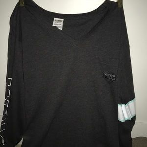 pink dark gray long sleeve tee